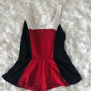 express peplum red navy white
